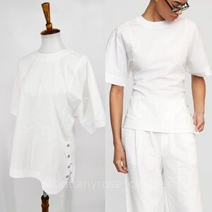 MODERN CITIZEN Chiyo Side Button Blouse in White